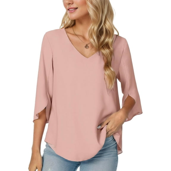 Weardear Women Summer Tops Dressy Casual Tops 2024 Fashion Business Office Chiffon Blosue Shirts V Neck Lady Work Outfits