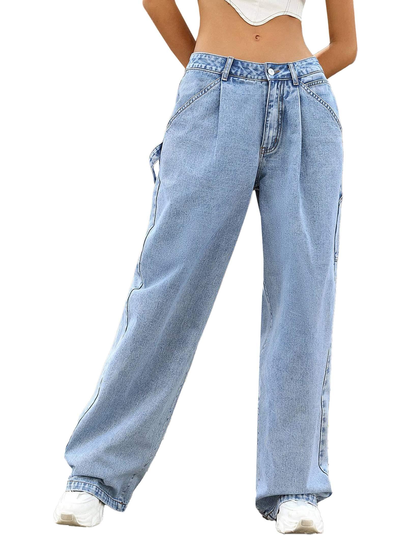 Wataxii Women Wide Leg Jeans High Waist Baggy Jeans for Women Loose ...