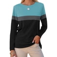 thumbnail image 1 of Weardear Women's Color Block Long Sleeve Tunics Tops Casual Crew Neck Shirts Loose Fit Blouses, 1 of 7
