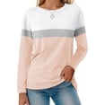 thumbnail image 1 of Weardear Women's Color Block Long Sleeve Tunics Tops Casual Crew Neck Shirts Loose Fit Blouses, 1 of 7