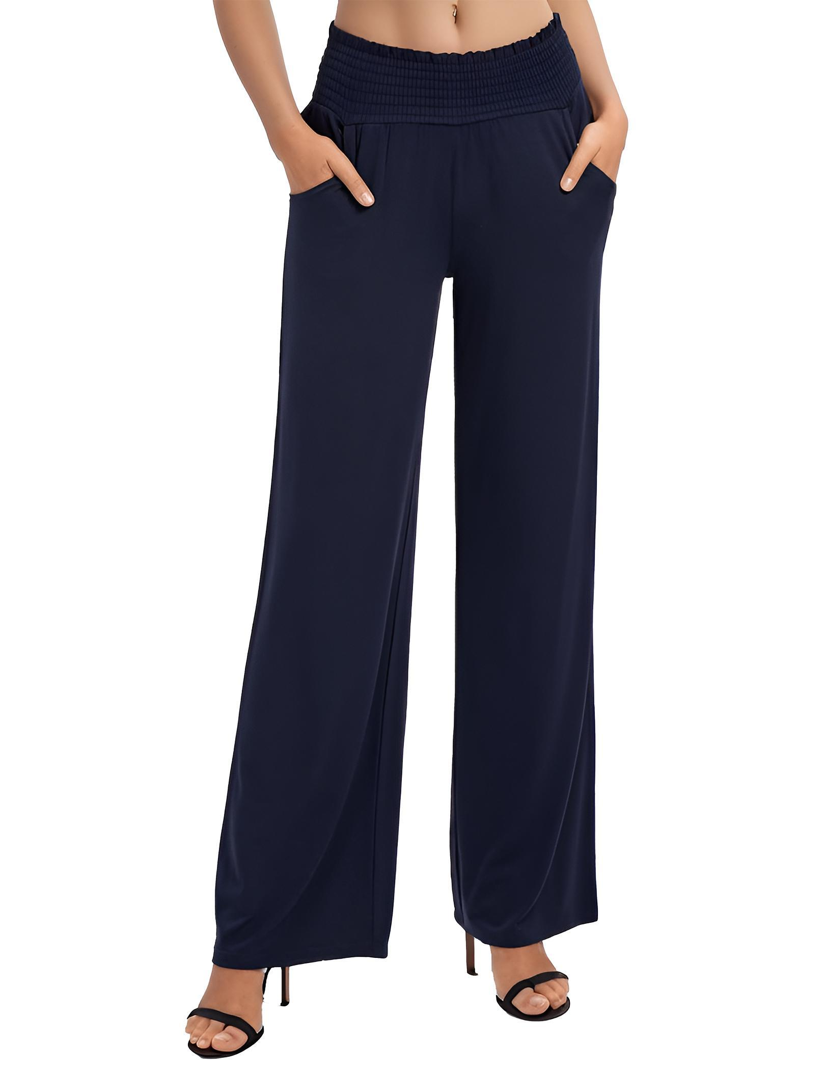 Wataxii Women's Pants Work Palazzo Lounge Pants Dressy Casual Solid