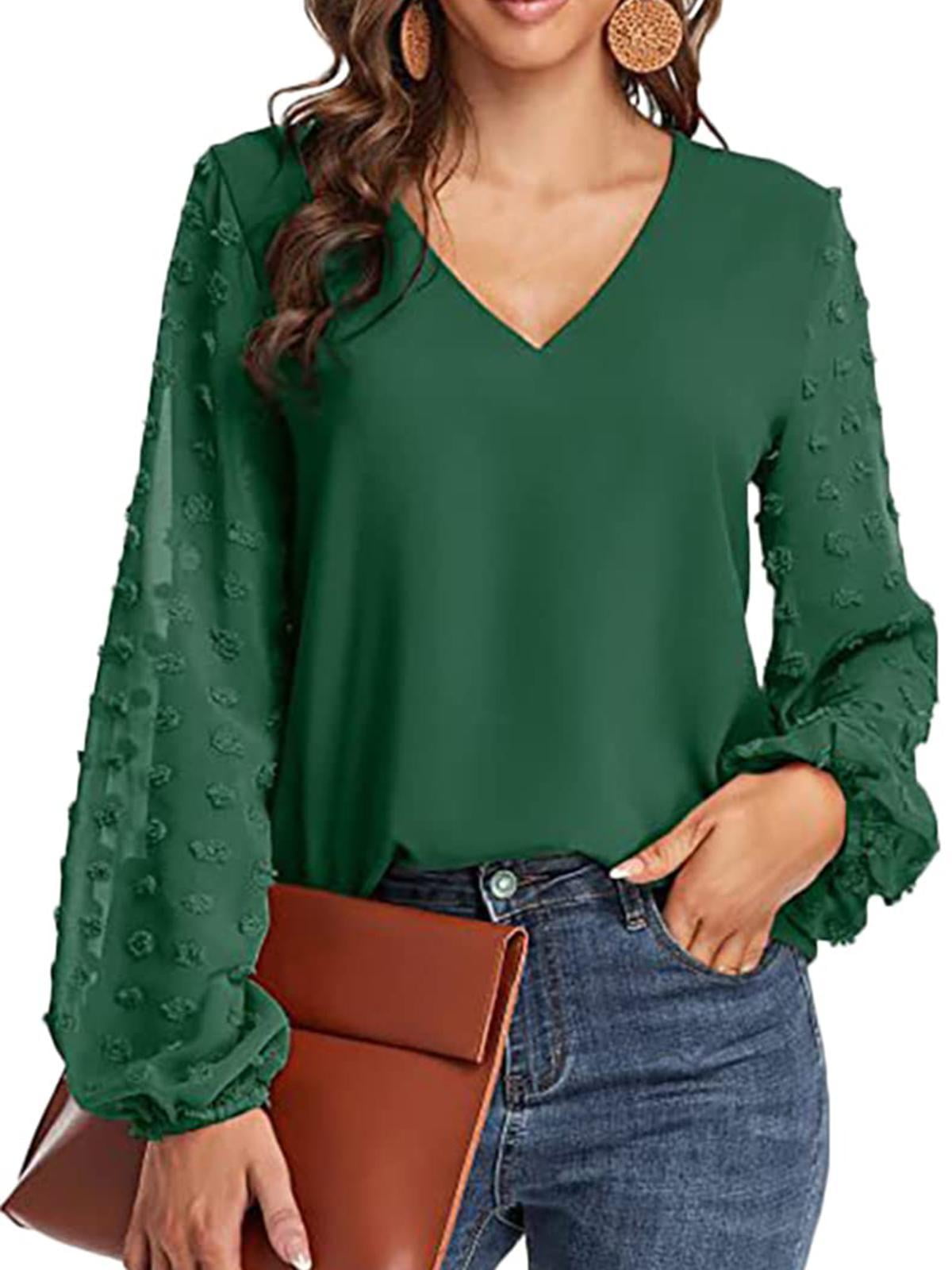 Wataxii Womens Blouses Long Sleeve Fall Tops Blouses for Womens Dressy