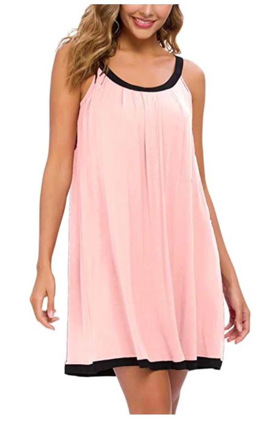 Women's Sleeveless Nightgown - Viscose Bamboo Sleepshirt, Knee Length, Aqua Green, Size XX-Large