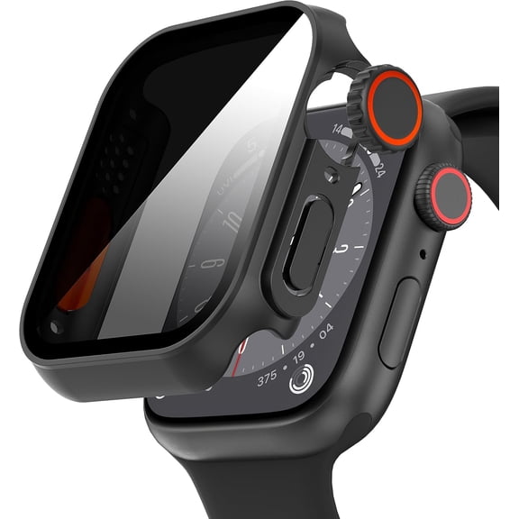 for Watch 41mm Privacy Screen Protector Case, [Anti-Peeping] All-Round Durable Hard PC Protective Cover Tempered Glass for iWatch Series 7/8/9 (Black-41mm)