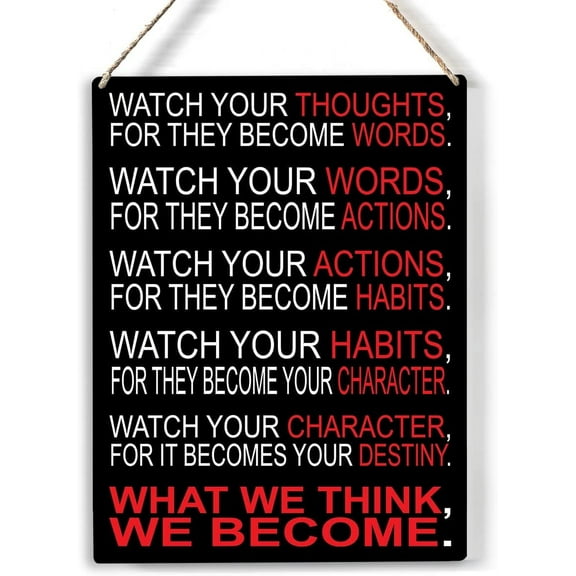 Watch Your Actions for They Become Habits Wood Sign Inspirational Quote Wooden Signs Rustic Hanging Motivational Plaque Home Wall Art 8x10 Sign Wall Decor for Home Office