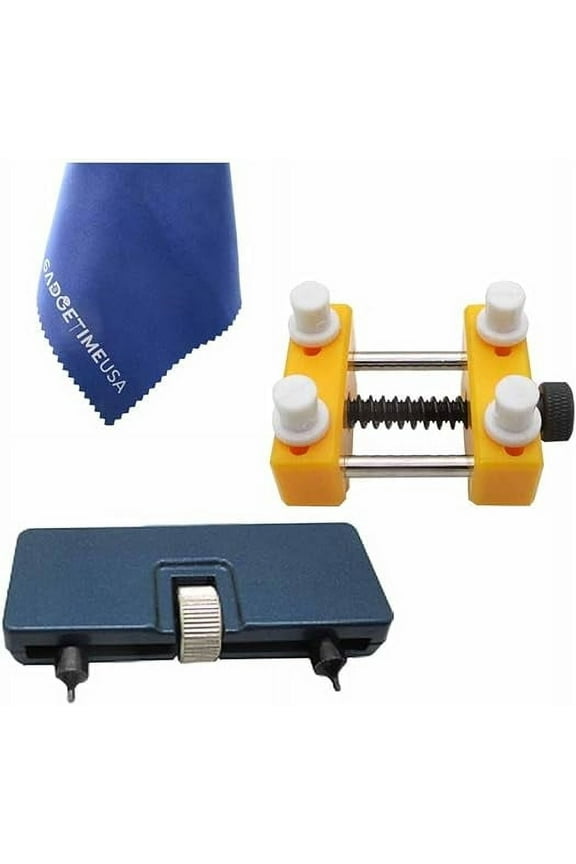 Watch Back Remover Tool Kit - Adjustable Watch Case Back Opener - Battery Replacement Tool for Analog Waterproof Watches - Watch Cover for Rotating with Notches, Watch Base and Microfiber Cloths