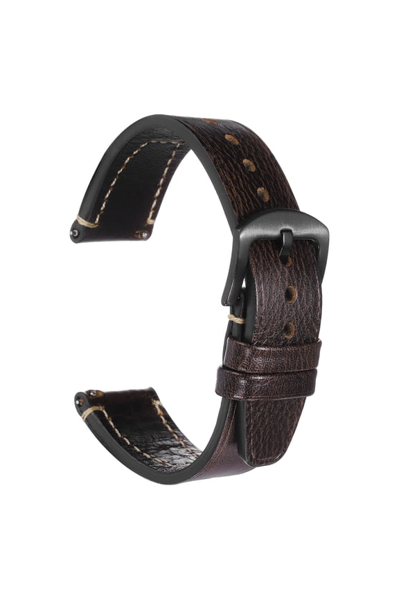 Watch Band 18mm Width Double-Sided Leather Quick Release Soft Watch Straps Replacement Double Stitching with Stainless Steel Grey Buckle and Spring Bar for Men Women, Brown