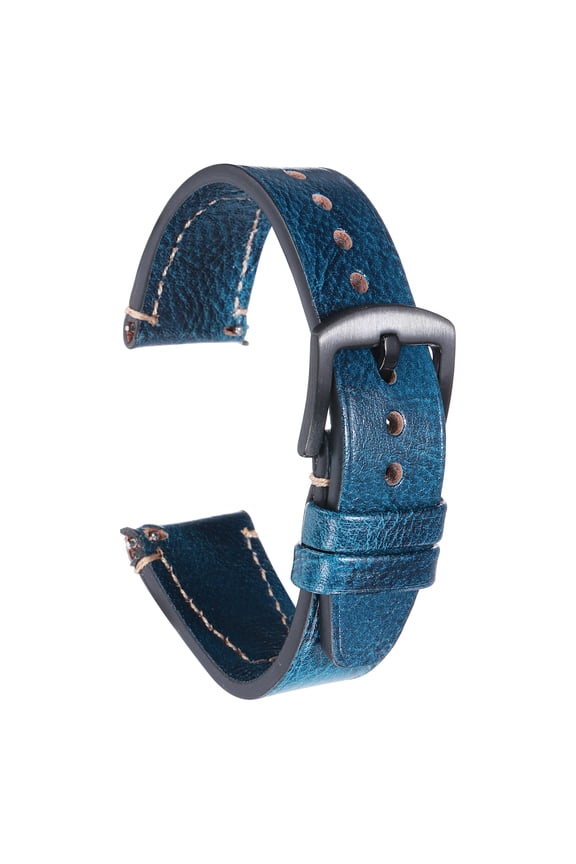 Watch Band 18mm Width Double-Sided Leather Quick Release Soft Watch Straps Replacement Double Stitching with Stainless Steel Grey Buckle and Spring Bar for Men Women, Brown
