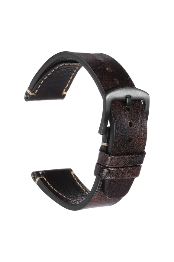 Watch Band 18mm Width Double-Sided Leather Quick Release Soft Watch Straps Replacement Double Stitching with Stainless Steel Grey Buckle and Spring Bar for Men Women, Brown