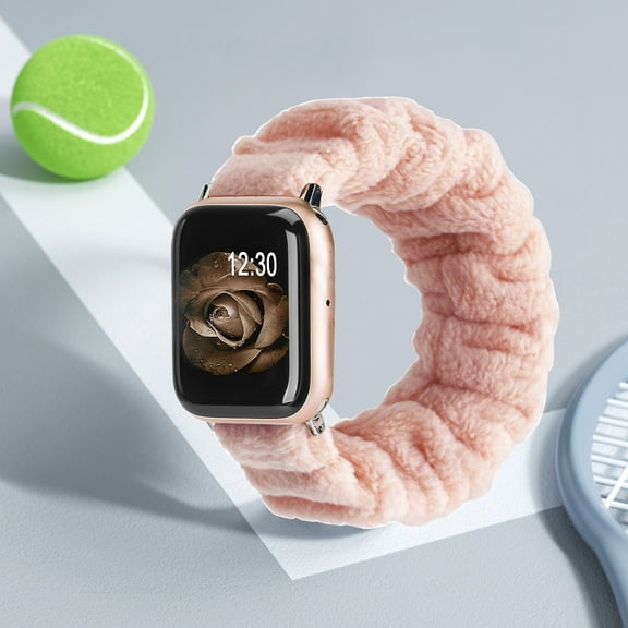 Watch Band under $5! Yannianjz Plush Bear Hairband Strap for Smart Watch, 22mm Interface Stretchy Reusable Bands, Compatible with iWatch 1-8 Series All Models, Winter Style