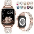 thumbnail image 1 of Watch Band for Apple 41mm 40mm 38mm Series 7 Series 6 5 4 3 2 1 SE, Bling Replacement Bracelet iWatch Band, Diamond Rhinestone Stainless Steel Metal Wristband Strap, 1 of 9