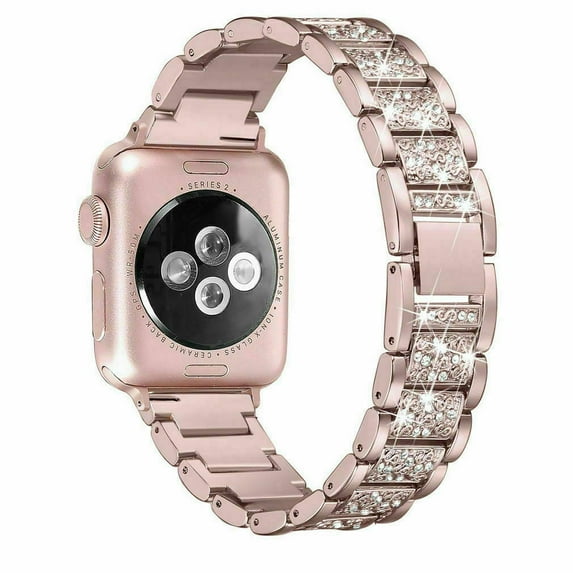 Watch Band for Apple 42mm 44mm 45mm Series 7 Series 6 5 4 3 2 1 SE, Bling Replacement Bracelet iWatch Band, Diamond Rhinestone Stainless Steel Metal Wristband Strap