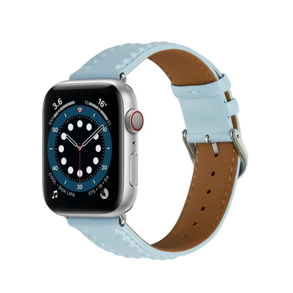 Watch Band Compatible for Apple Watch 41mm 40mm 38mm Women Girls Replaceable Heart Pattern PU Leather Smartwatch Straps for iWatch Series SE 9 8 7 6 5 4 3 2 1, Blue