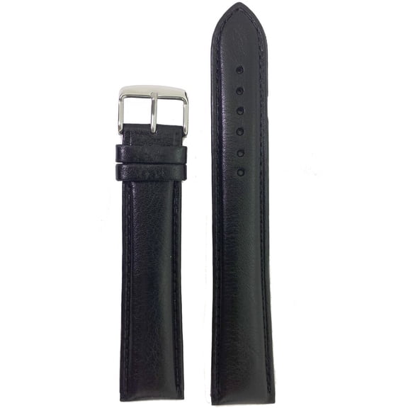 Watch Band Extra Long XXL Leather Padded Mens Black Strap