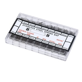 Watch Band Link Pin Set 144pcs Stainless Steel Double Flanged End Spring Bar Pins with Storage Box for Watch Repairing (8-25mm, 8pcs Each Size)