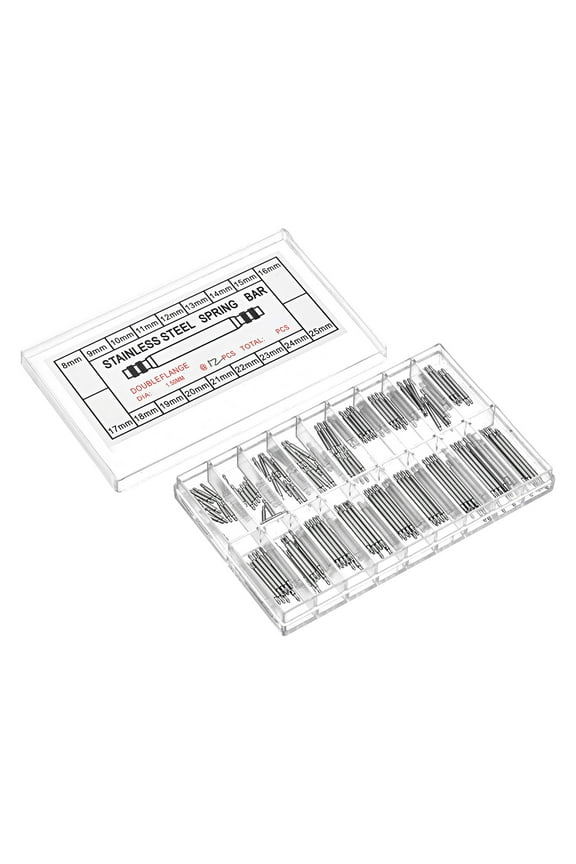 Watch Band Link Pin Set 216 Pack 1.4mm Dia Stainless Steel Spring Bar Pins 8-25mm 12 Pack Each Size