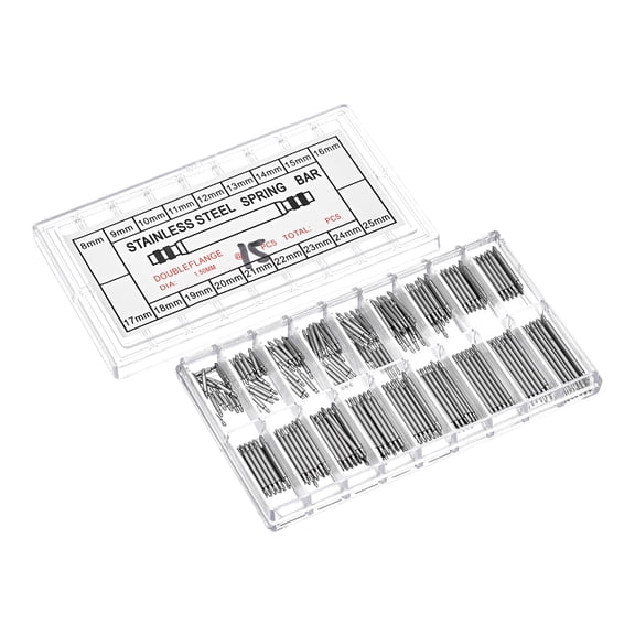 Watch Band Link Pin Set 270 Pack 1.4mm Dia Stainless Steel Spring Bar Pins 8-25mm 15 Pack Each Size