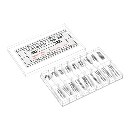 Watch Band Link Pin Set 72 Pack 1.4mm Dia Stainless Steel Spring Bar Pins 8-25mm 4 Pack Each Size