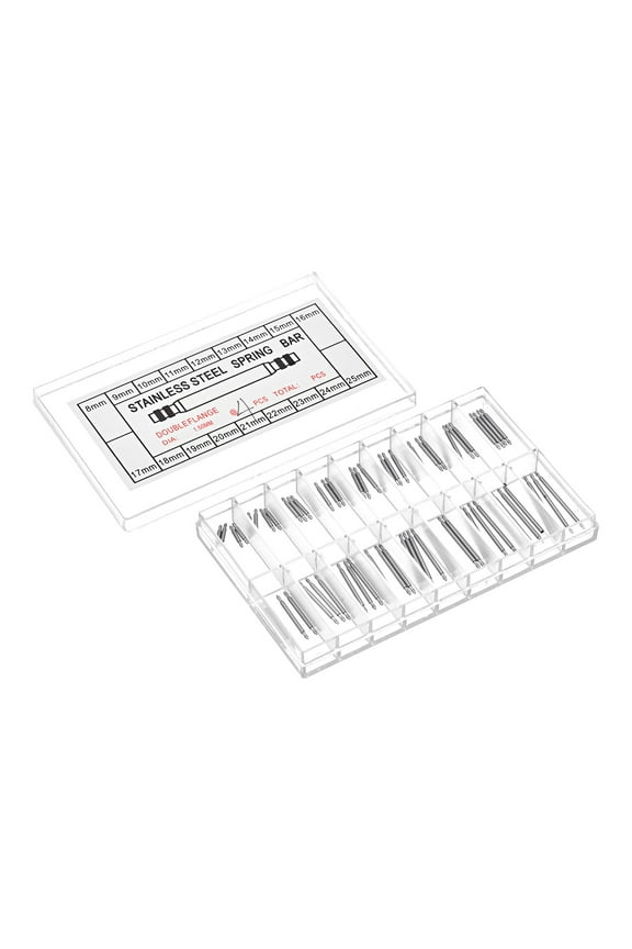 Watch Band Link Pin Set 72 Pack 1.4mm Dia Stainless Steel Spring Bar Pins 8-25mm 4 Pack Each Size