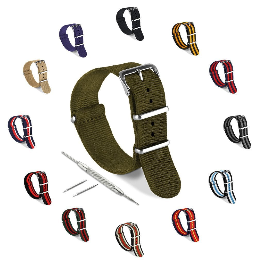 Watch Band, Nylon NATO strap Ballistic Nylon with Stainless Steel