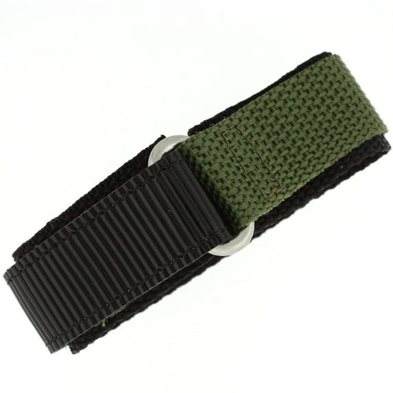 Watch Band Nylon One Piece Wrap Sport Strap Black Green Adjustable - 18mm