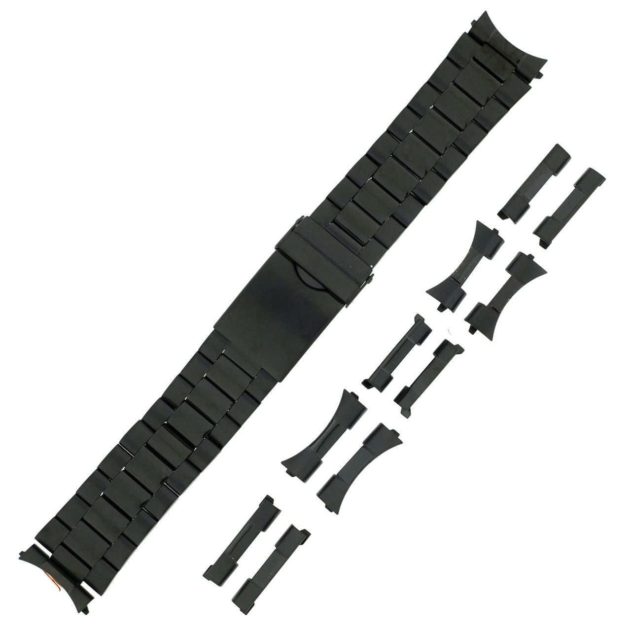 Watch Band Stainless Steel Metal Black Plated End Pieces Fits 20mm-24mm