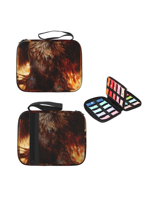 Watch Band Storage Bag with Flaming Fire Eagle Art Print, 20 Slots Organizer Case Compatible with Apple Watch Bands