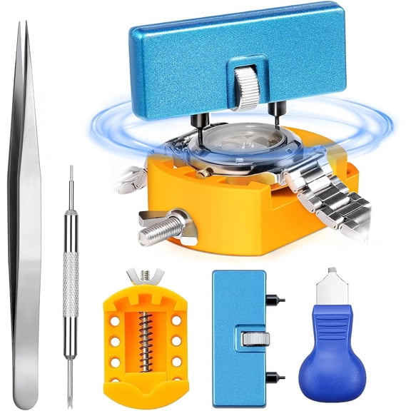 Watch Battery Replacement Tool Kit, Watch Wrench Back Remover for Rotate Open Watch Cover, Watch Case Opener Set with Watch Back Remover Holder