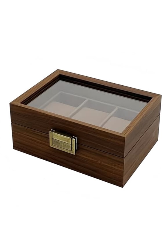 Watch Box 3 Slots, Watch Case Organizer with Lid, Leather Watch Display Storage Box, Watch Storage Box, Display Case (oniy box)