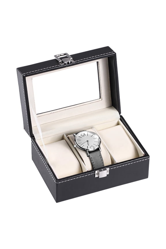 Watch Box Organizer for Men, 3-Slot Watch Storage Case with Transparent Acrylic Window PU Leather, Soft Lining, Metal Closure, Ideal for Watches, Cufflinks, and Accessories Storage