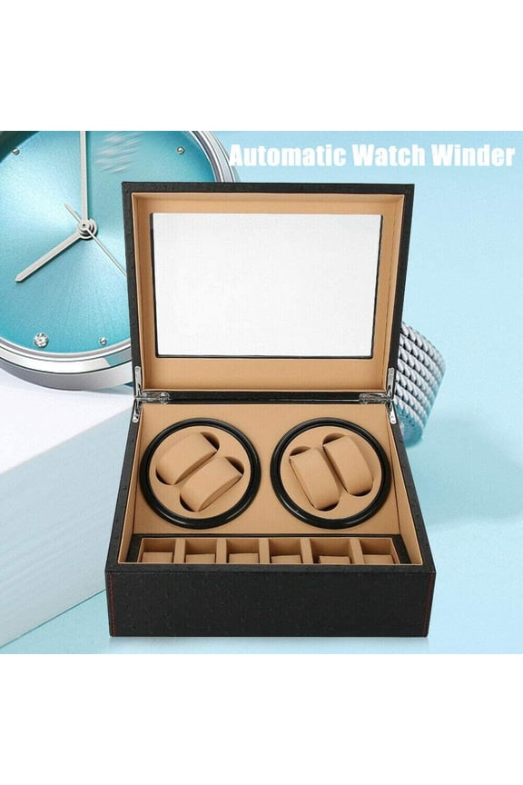 Watch Box Watch Holder 4+6 Slots PU Leather Watch Case Watch Winder for Automatic Watches Luxury Auto Rotation Dispaly Box 2 Silent Motors Storage Box