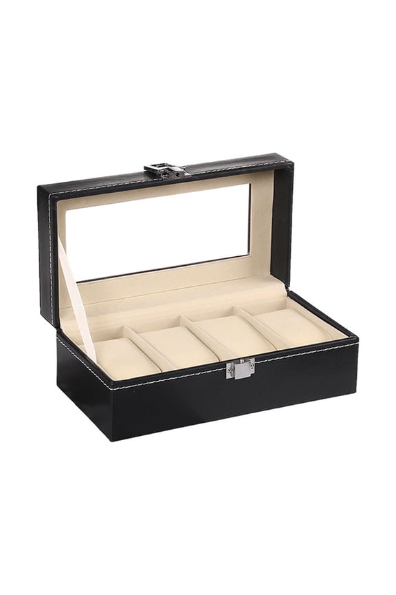 Watch Box Watch for Case Display Organizer PU Leather Watch Organizer for Large Watches Locking Storage Box Holder Glass