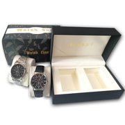 Watch Box for Men, Luxury Travel Watch Case with 2 Pillow, Dual PU Leather Roll Case
