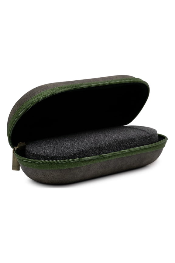 Watch Box hard case, vintage design leather imitation, gray/khaki green