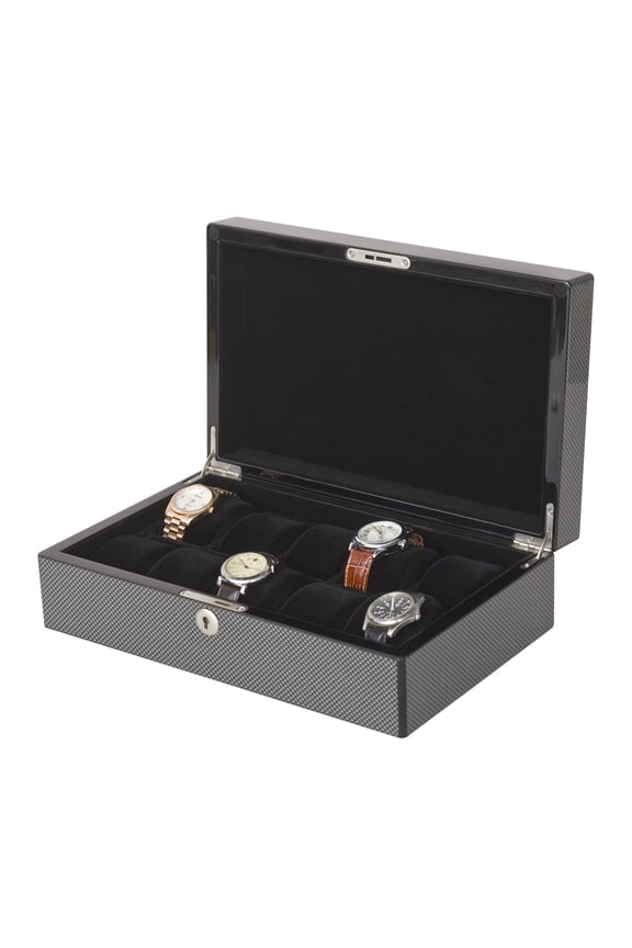 Watch Case 10-Slot Patterned Carbon Fiber