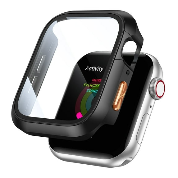 Watch Case with Tempered Glass Screen Protector for iWatch Ultra 2/1 49mm,Orange Button Design,Slim Guard Bumper Full Coverage Hard PC Protective Cover HD Ultra-Thin Cover,Black