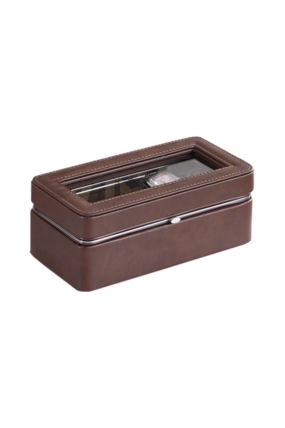 Watch Case with 4 Slots and Removable Cushions- Brown