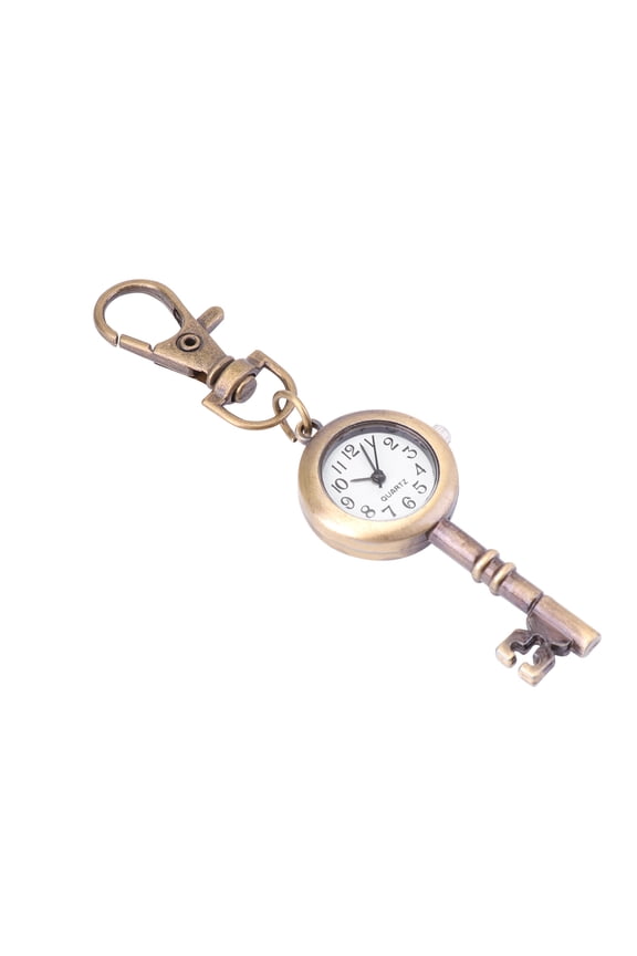1PC Creative Smooth Retro Pocket Watch Novel Key Shape with Keychain Portable for Women Men Antique Brass