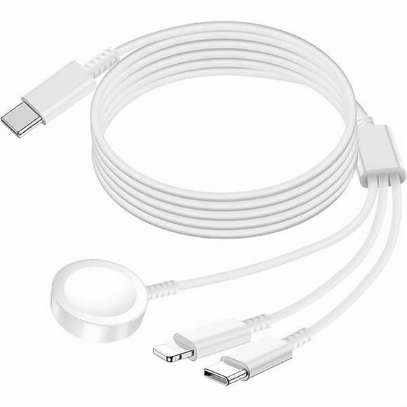 Watch Charger for Apple iWatch 3 in 1 Charger Cable for iPhone iPad Android Devices Wireless Charging Dock for iWatch Series 10/9/8/7/6/5/4/3/2/SE/SE 2/Ultra/Ultra 2 (1.2m, White)