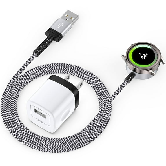 Watch Charger Compatible for Sumsang Watch, Magnetic Wireless Watch Charger, Smart Watch Charger 3.3FT Charging Cable with USB Wall Charger Block Compatible for Sumsang Galaxy Watch Series, White