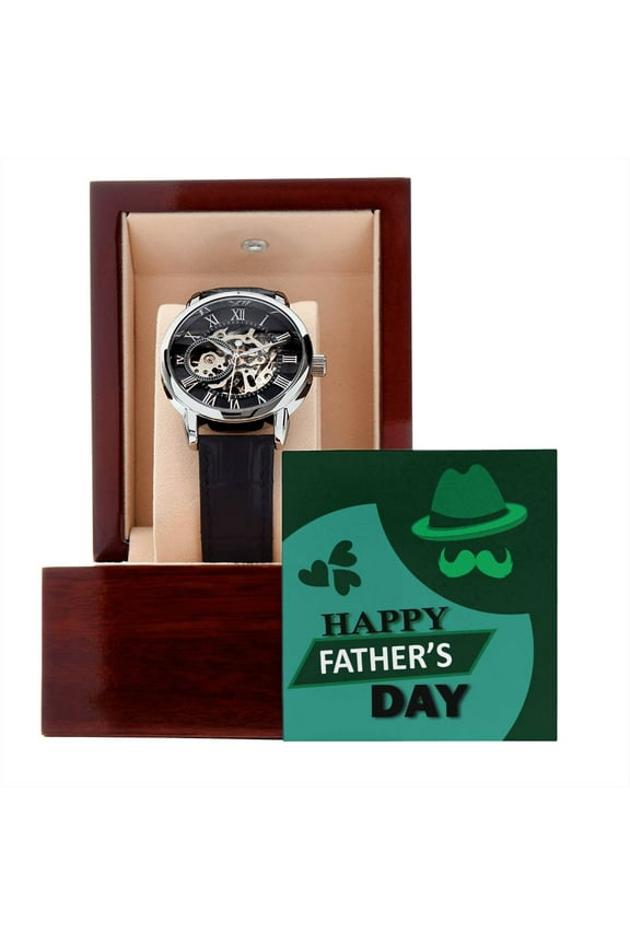 Watch for Dad Father's Day Gift Gift for Dad Father of the Bride Gift Gift from Son Gift from Daughter Gift for Men To Dad - Men's Openwork Watch - Mahogany Gift Box
