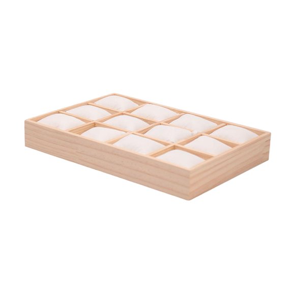 Watch Display Case Bracelet Storage Tray Jewelry Organizer with 12 Grids and Soft Velvet for Dresser Countertops
