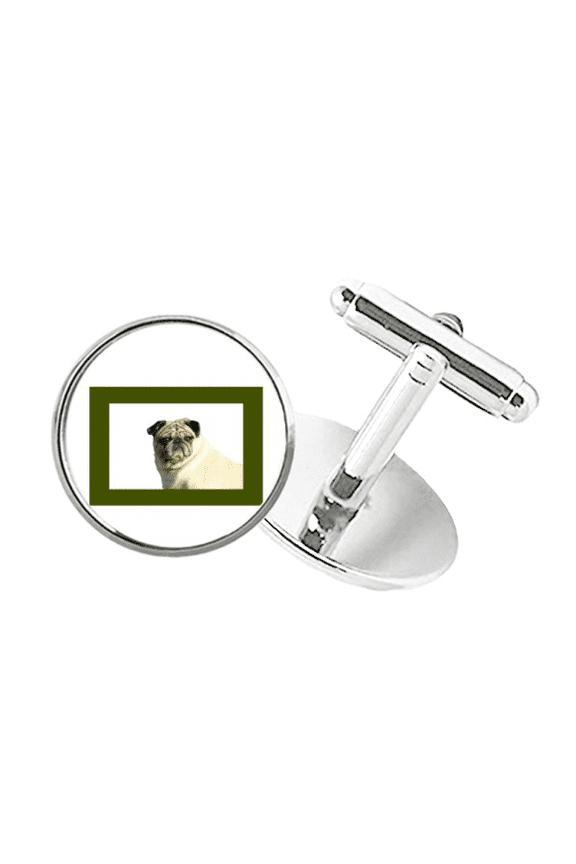 Watch Dog Pet Border Round Button Cuff Clip Stud Cufflinks