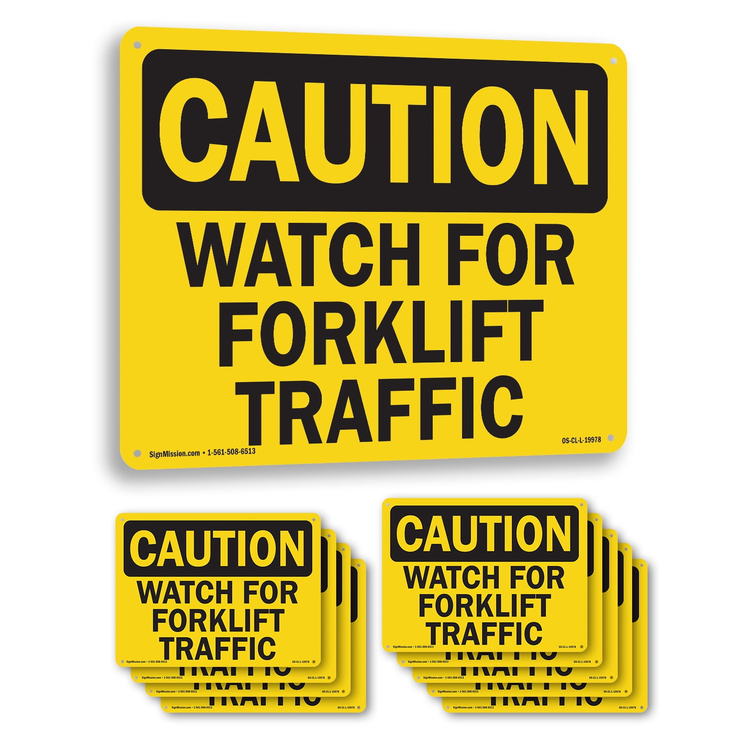 Watch For Forklift Traffic OSHA Caution Rigid Plastic Sign 18 Inch x 12 ...