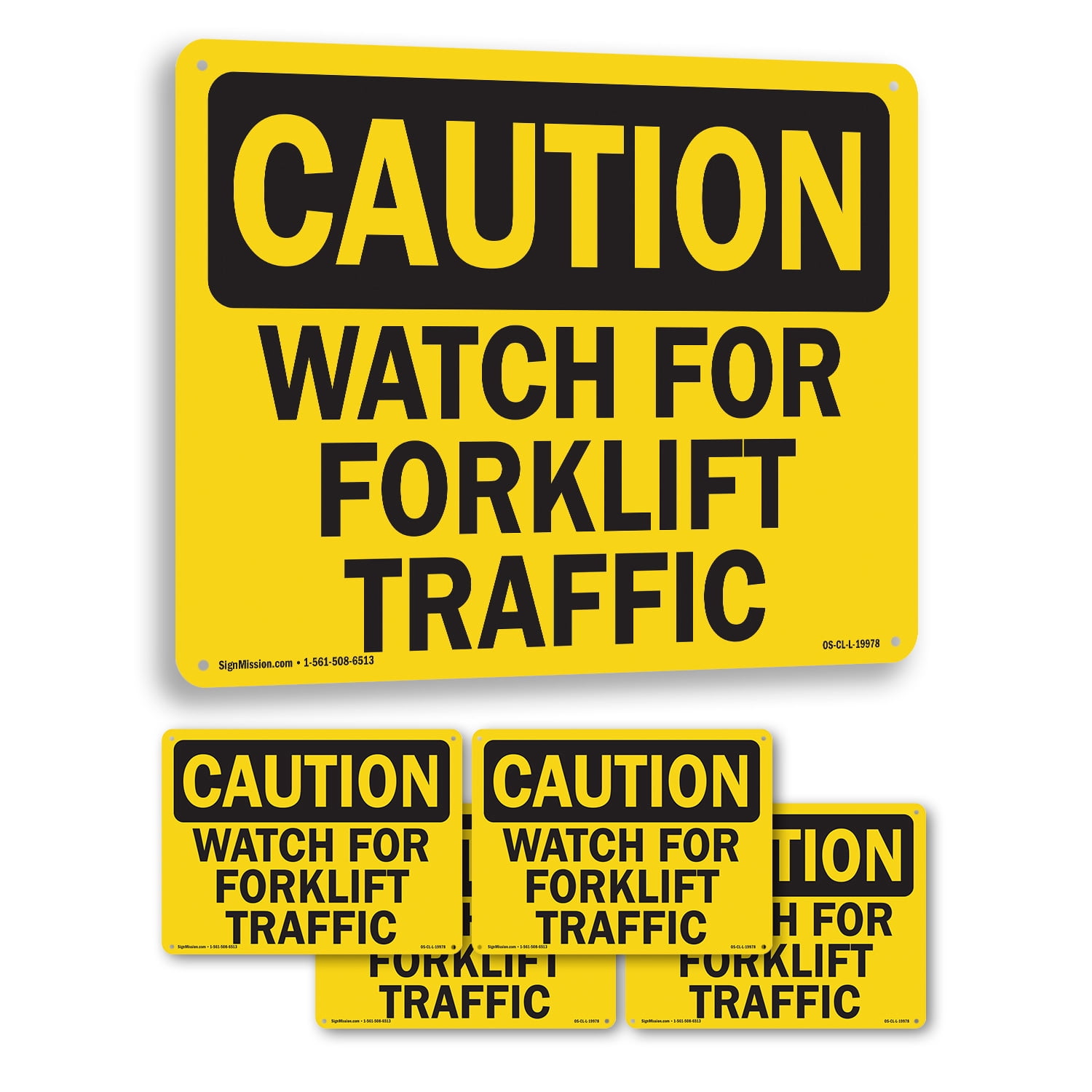 Watch For Forklift Traffic OSHA Caution Rigid Plastic Sign 24 Inch x 18 ...