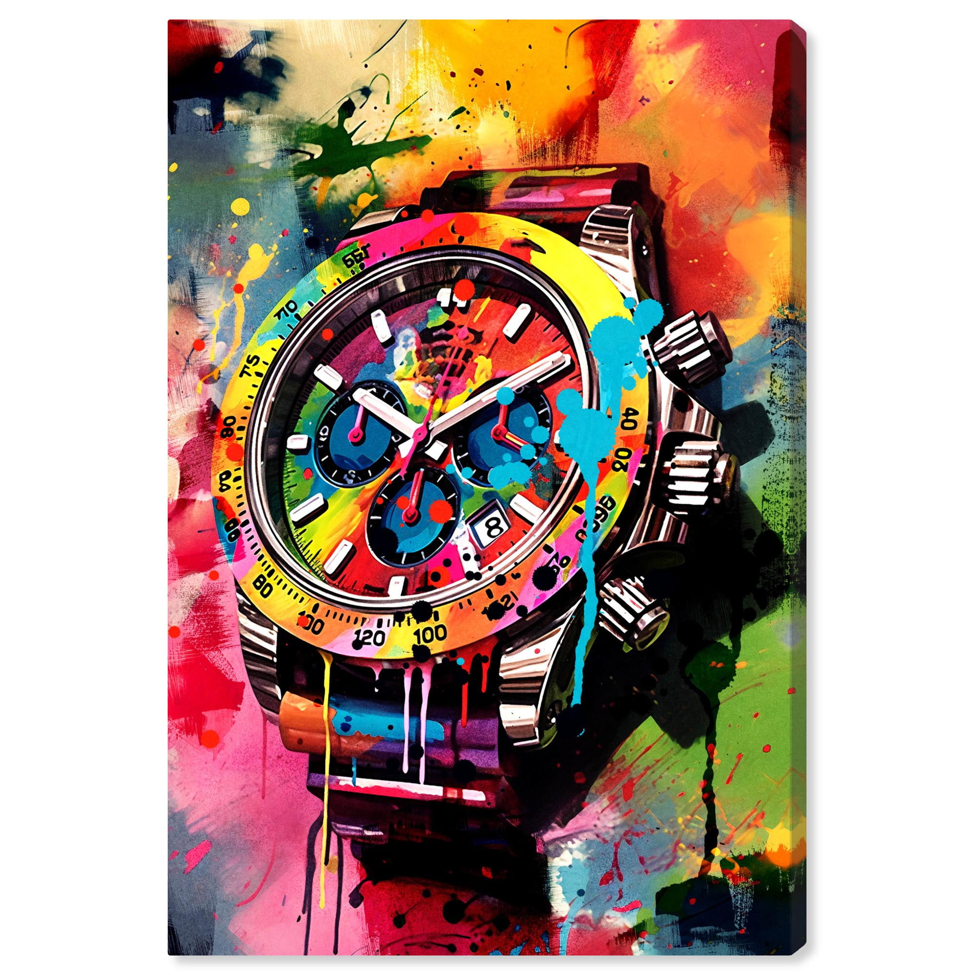 Vibrant Multicolor Urban Graffiti Watch Canvas Wall Art