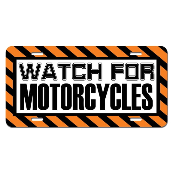 Watch For Motorcycles Orange - Caution Warning Novelty License Plate