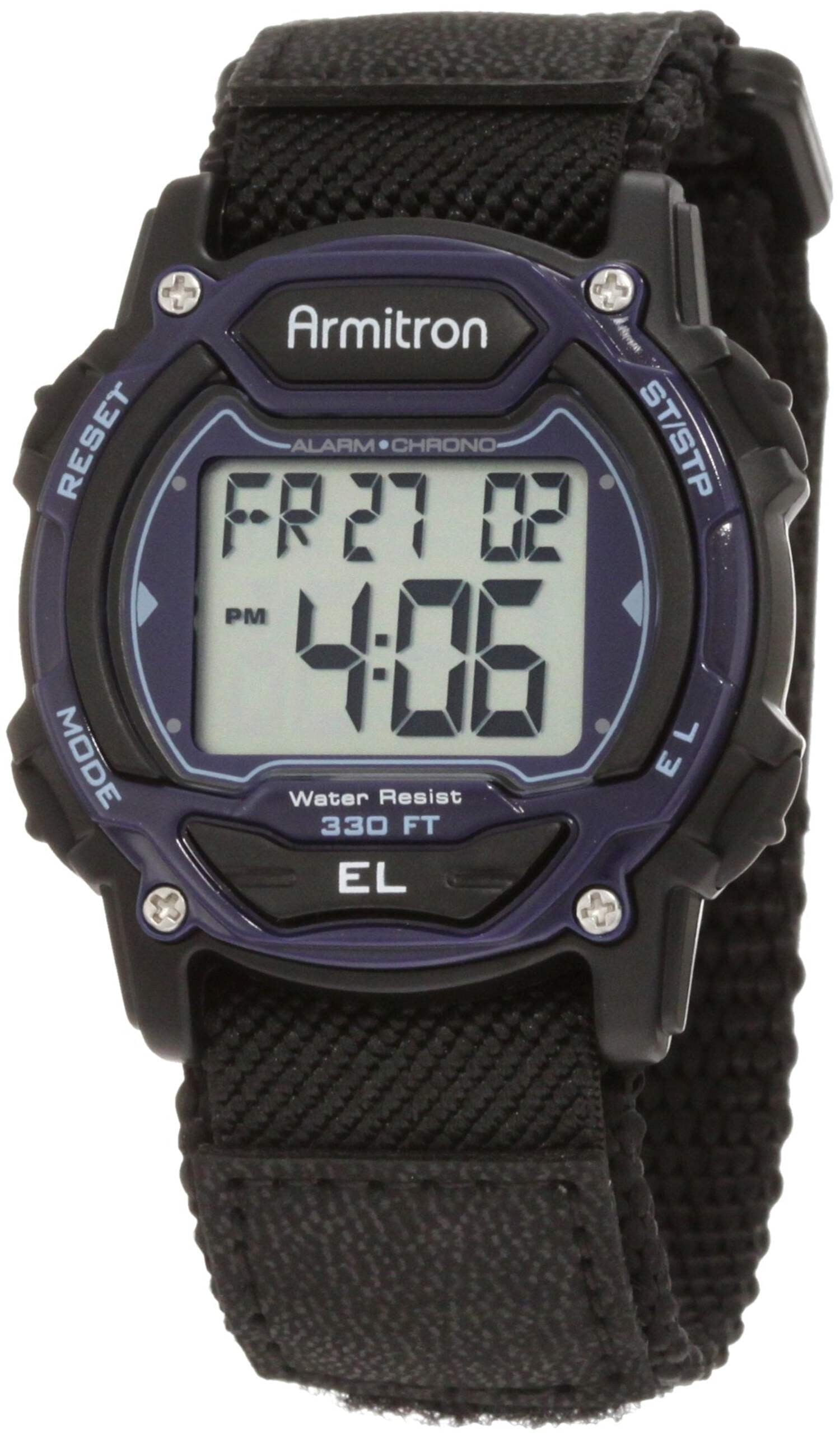 ARMITRON Watch Ladies Lcd Rnd Blu Nylon, PartNo 457004BLU, by Egluck Corportation, Clocks