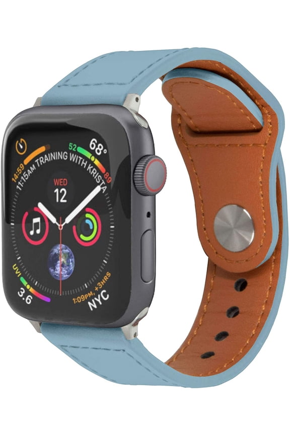 Watch Leather Band Strap, TUFRIND Genuine Premium Leather Band Compatible with Apple Watch (Sky Blue, 42/44 mm)