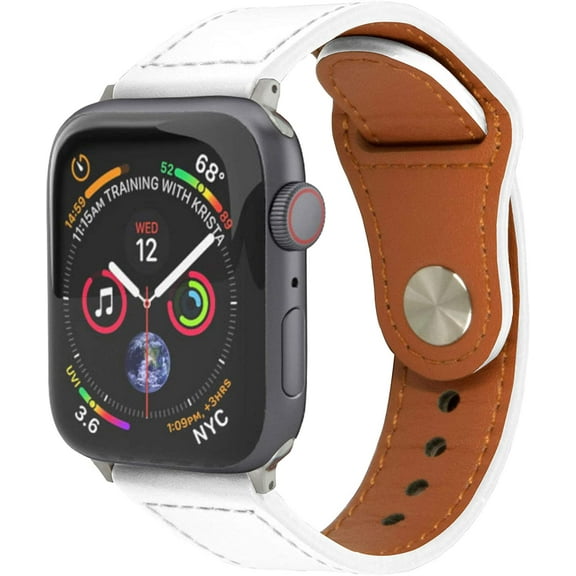 Watch Leather Band Strap, TUFRIND Genuine Premium Leather Band Compatible with Apple Watch (White, 38/40 mm)